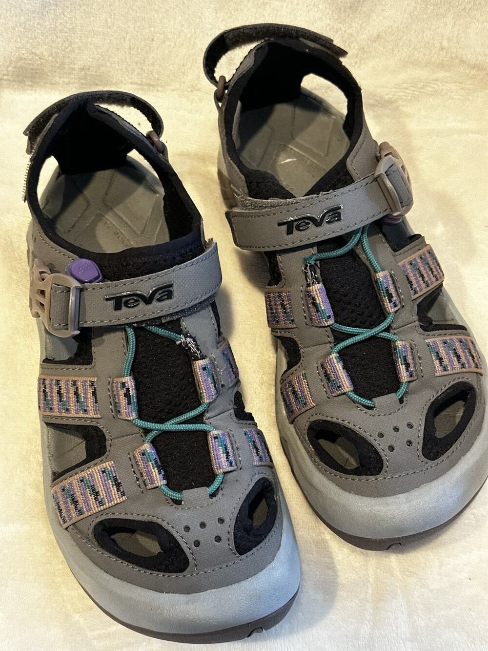 Teva Women's Omnium Sandal Color Gray Size 7.5 Hybrid Shoe Hiking Outdoors Water
